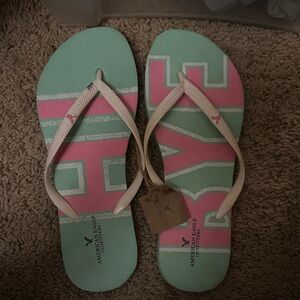 American Eagle Outfitters Mint and Pink Sandals
